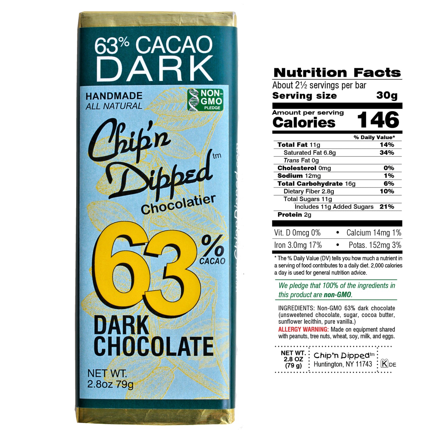 63% Cacao Dark Chocolate Bar