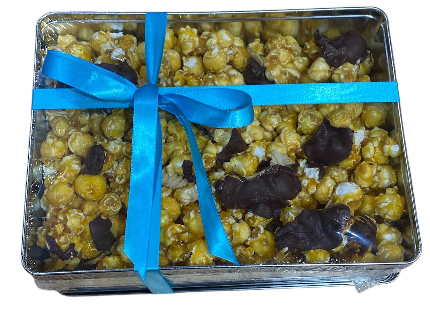 Chocolate Drizzled Caramel Popcorn Gift Tin