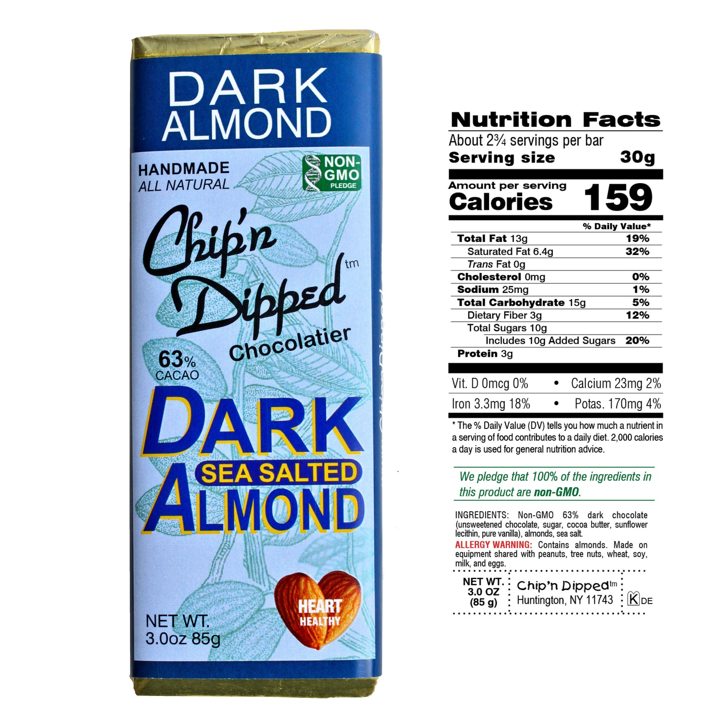 Dark Chocolate Sea Salted Almond Bar